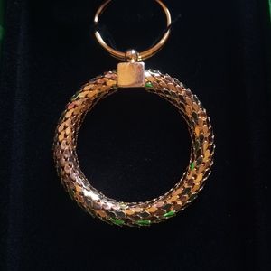 Gold Toned Mesh Circle Keyring